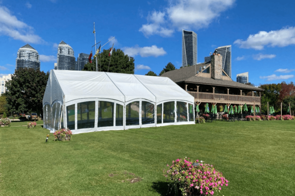 A Legacy Structure tent. Size: 15' by 30'.