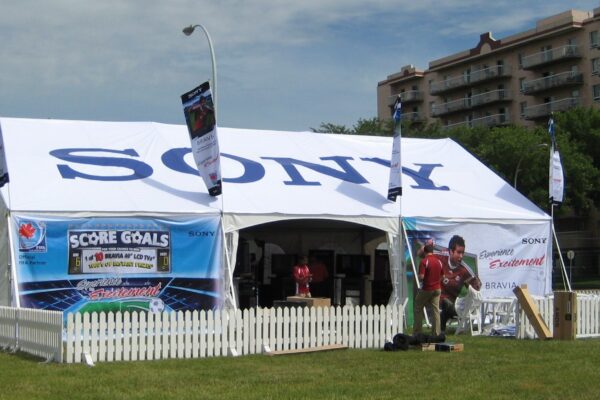 20’x45’ Legacy Tent Structure providing shelter at a SONY activation event.